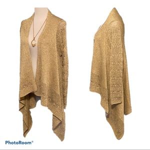 NWT Melissa Paige Gold Waterfall cardigan Large